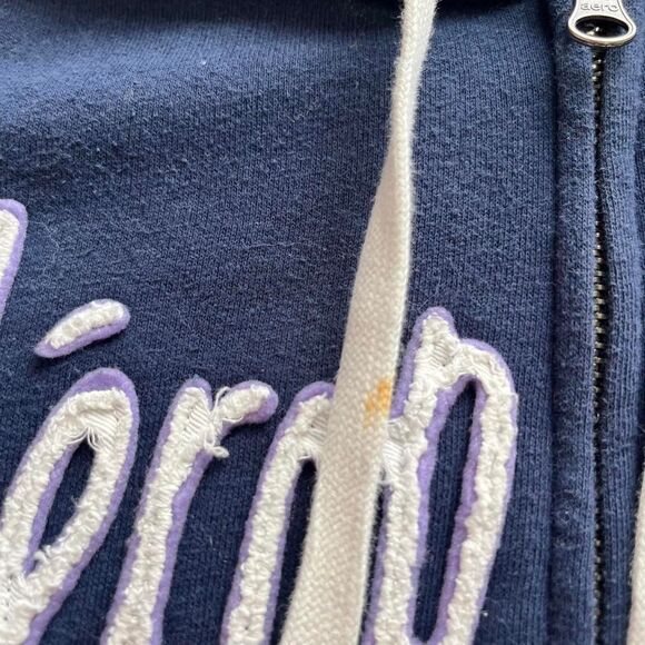 Vintage Y2K skater preppy Aeropostale navy blue zip up hoodie logo size small - Picture 6 of 7